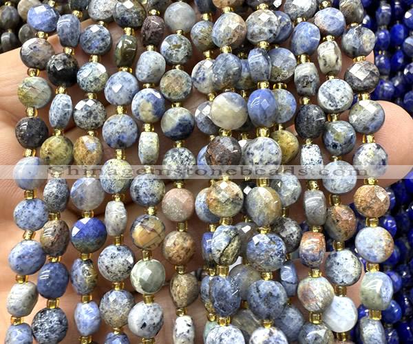 CCB1843 15 inches 6mm faceted coin sunset dumortierite beads