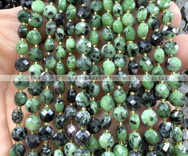 CCB1846 15 inches 6mm faceted coin ruby zoisite beads