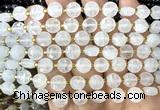 CCB1900 15 inches 8mm faceted coin Angolan white quartz beads