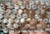 CCB1910 15 inches 8mm faceted coin black gold rutilated quartz beads