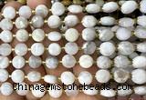 CCB1930 15 inches 8mm faceted coin white crazy lace agate beads