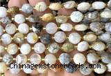 CCB1931 15 inches 8mm faceted coin bamboo leaf agate beads