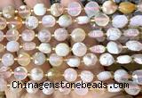 CCB1932 15 inches 8mm faceted coin sakura agate beads