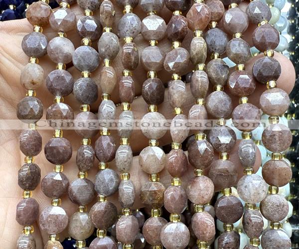 CCB1953 15 inches 8mm faceted coin purple aventurine jade beads