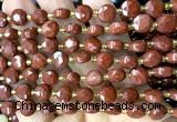 CCB1981 15 inches 8mm faceted coin red jasper beads
