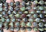 CCB1984 15 inches 8mm faceted coin dragon blood jasper beads