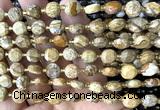 CCB1989 15 inches 8mm faceted coin picture jasper beads