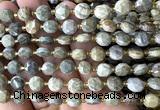 CCB1992 15 inches 8mm faceted coin silver leaf jasper beads
