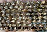 CCB1993 15 inches 8mm faceted coin elephant skin jasper beads