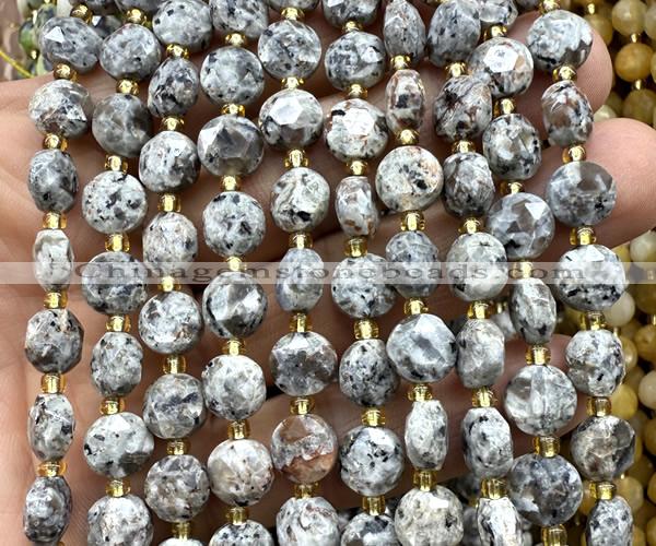 CCB1994 15 inches 8mm faceted coin yooperlite flame jasper beads