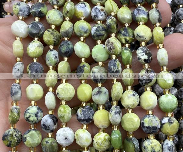 CCB2007 15 inches 8mm faceted coin Australia chrysoprase beads