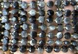 CCB2024 15 inches 8mm faceted coin silver obsidian beads