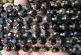 CCB2025 15 inches 8mm faceted coin golden obsidian beads
