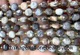 CCB2028 15 inches 8mm faceted coin fossil coral beads