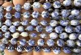 CCB2038 15 inches 8mm faceted coin blue spot stone beads