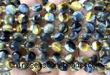 CCB2050 15 inches 8mm faceted coin golden & blue tiger eye beads