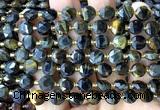 CCB2051 15 inches 8mm faceted coin yellow & blue tiger eye beads