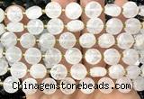 CCB2081 15 inches 10mm faceted coin Angolan white quartz beads
