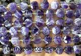 CCB2084 15 inches 10mm faceted coin dogtooth amethyst beads