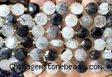 CCB2089 15 inches 10mm faceted coin black rutilated quartz beads