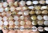 CCB2099 15 inches 10mm faceted coin red rutilated quartz beads