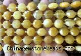 CCB2110 15 inches 10mm faceted coin yellow jade beads