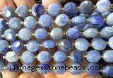 CCB2111 15 inches 10mm faceted coin blue aventurine jade beads