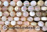 CCB2121 15 inches 10mm faceted coin sakura agate beads