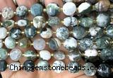 CCB2122 15 inches 10mm faceted coin tree agate beads
