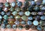 CCB2124 15 inches 10mm faceted coin Indian agate beads