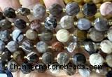 CCB2157 15 inches 10mm faceted coin wooden jasper beads