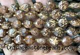 CCB2159 15 inches 10mm faceted coin elephant skin jasper beads