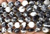 CCB2161 15 inches 10mm faceted coin black & white jasper beads
