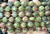 CCB2175 15 inches 10mm faceted coin unakite gemstone beads
