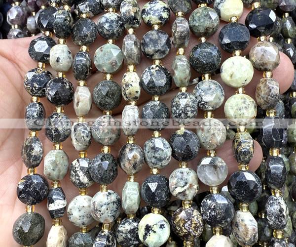 CCB2178 15 inches 10mm faceted coin African turquoise beads