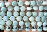 CCB2181 15 inches 10mm faceted coin amazonite beads wholesale