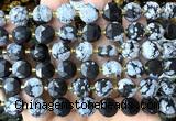 CCB2192 15 inches 10mm faceted coin snowflake obsidian beads