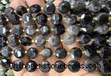 CCB2193 15 inches 10mm faceted coin silver obsidian beads
