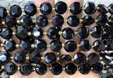 CCB2195 15 inches 10mm faceted coin black obsidian beads