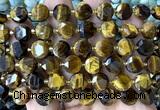 CCB2197 15 inches 10mm faceted coin yellow tiger eye beads