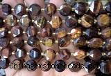 CCB2198 15 inches 10mm faceted coin red tiger eye beads