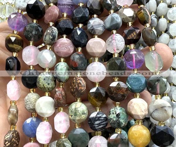 CCB2202 15 inches 10mm faceted coin colorful gemstone beads