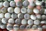 CCB2278 15 inches 15mm flat round matte labradorite beads wholesale