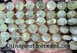 CCB2305 15 inches 12mm faceted coin green rutilated quartz beads