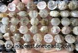 CCB2308 15 inches 12mm faceted coin phantom quartz beads