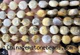 CCB2317 15 inches 12mm faceted coin yellow crazy lace agate beads