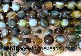 CCB2323 15 inches 12mm faceted coin brown banded agate beads
