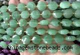 CCB2328 15 inches 12mm faceted coin green aventurine jade beads