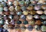 CCB2344 15 inches 12mm faceted coin ocean jasper beads