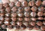 CCB2348 15 inches 12mm faceted coin red sesame jasper beads